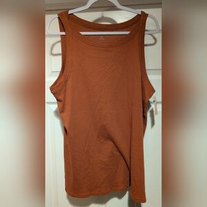 NEW Loft Plus Size 16/18 Womens Burnt Orange Sleeveless Cotton Cami Tank Top NWT